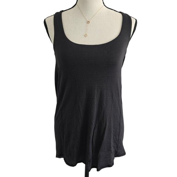 Lululemon Wild Tank Top 4 Black Heathered Gray Strappy Open Back Built-In Bra - Picture 1 of 7